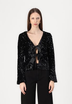 BOW SEQUIN  - Adīta jaka - black