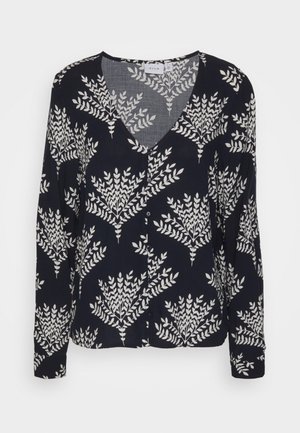 VILA VIANJA V NECK BUTTON - Blusa - navy/white