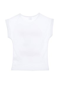 Camiseta blanca de manga corta con cuello redondo y corte relajado. Fabricada en suave algodón, con un diseño minimalista y sin estampados.