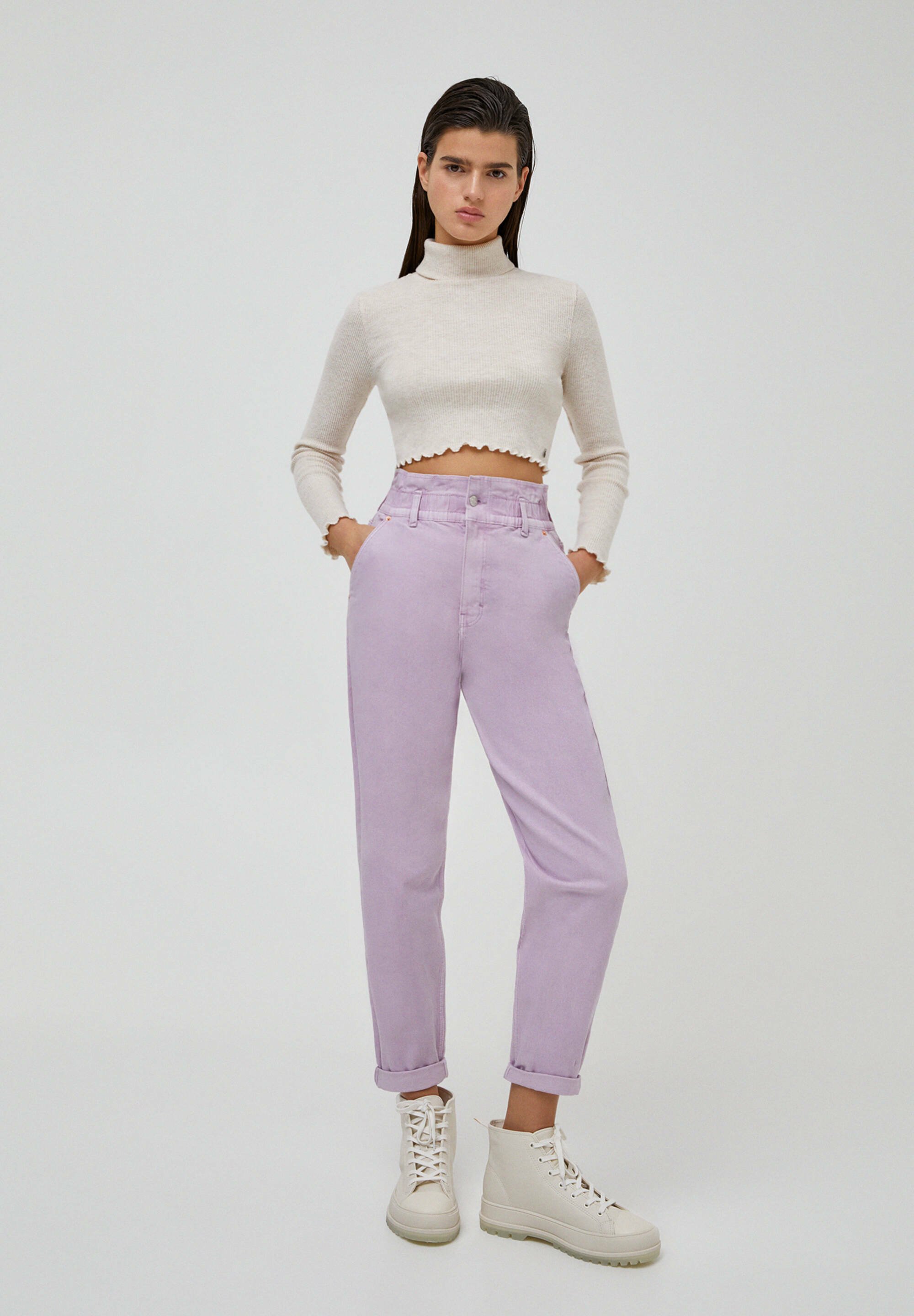 PULL\u0026BEAR PAPERBAG - Jeans baggy - purple/viola - Zalando.it