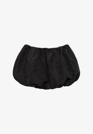 Zwarte katoenen bloomer shorts met een elastische tailleband, uitgerust met een losse, geraffineerde ontwerp en minimale stikseldetails.