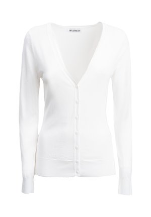 INFLUENCER, BASIC LINE V-NECK - Cardigan - white