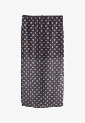 Next, REGULAR FIT - LIGHTWEIGHT MIDI SKIRT . - Bleistiftrock - chocolate brown blue polka dot