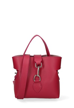 Borsa in pelle rosa chiaro con forma strutturata, manico superiore, tracolla rimovibile e dettagli in metallo argentato.