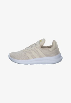 Baskets de sport beiges avec tige en maille, trois rayures ton sur ton, semelle blanche et amorti Cloudfoam pour le confort. Design basse hauteur.