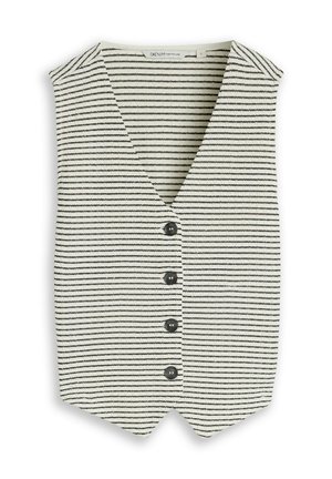 TOM TAILOR DENIM, TOM TAILOR DENIM BLAZER FITTED JACQUARD BLAZER-WESTE - Veste sans manches - white black knit stripe