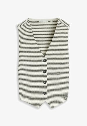 TOM TAILOR DENIM, TOM TAILOR DENIM BLAZER FITTED JACQUARD BLAZER-WESTE - Weste - white black knit stripe