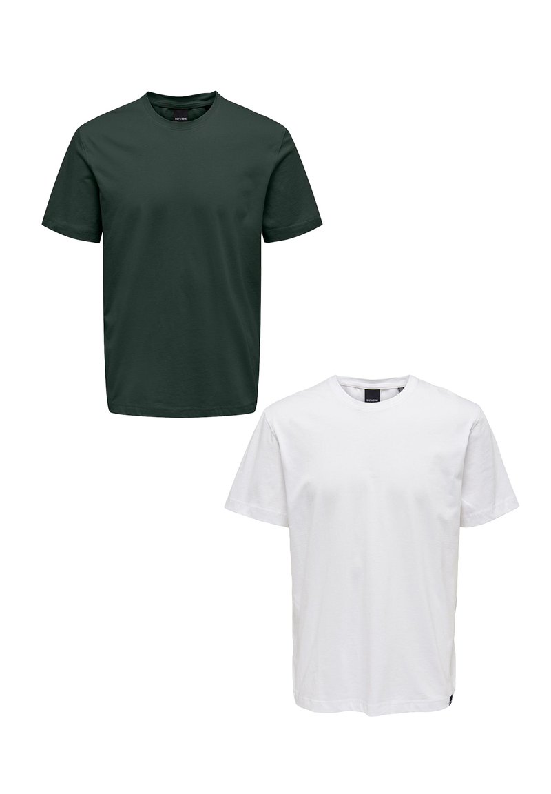 Only & Sons 2ER-PACK RUNDHALS KURZARM - T-Shirt basic - weiß grün