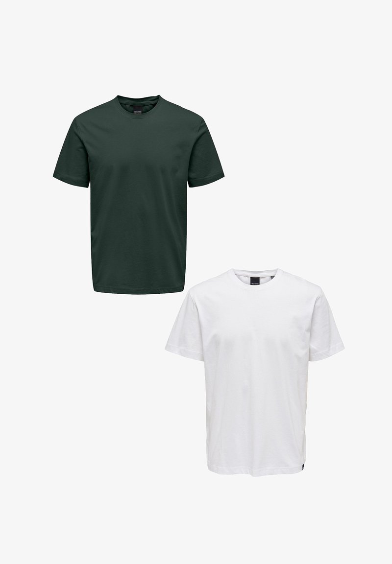 Only & Sons 2ER-PACK RUNDHALS KURZARM - T-Shirt basic - weiß grün