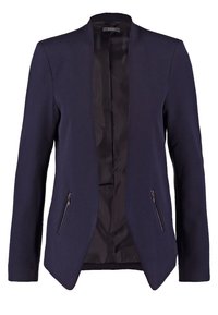 Námořnický blazer s otevřeným předním dílem, dlouhými rukávy a dvěma bočními kapsami na zip. Vyrobeno z hladké látky s elegantním designem.