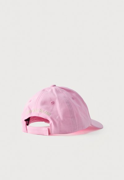 Ανοιχτό ροζ καπέλο μπέιζμπολ με ρυθμιζόμενο λουράκι και κεντητό κείμενο "Kids Wear Milano" στο πίσω πάνελ.