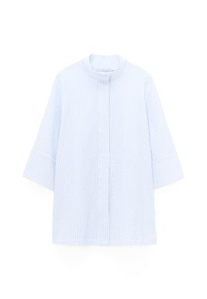 ADOLFO DOMINGUEZ, ADOLFO DOMINGUEZ SEERSUCKER STRIPED BAND COLLAR SHIRT SEERSUCKER STRIPED BAND COLLAR SHIRT - Bluse - blue stripe
