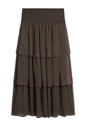 ★ Massimo Dutti★ Long fluid skirt with frill detail 05226 Massimo Dutti LONG FLOWING WITH RUFFLES - Maxi skirt - green