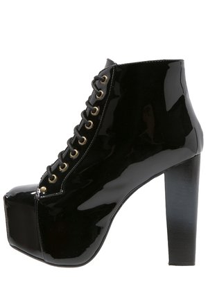 Enkellaarsjes met plateauzool - black