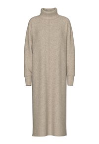 PCMALOU ROLL NECK DRESS  - Stickad klänning - taupe gray melange