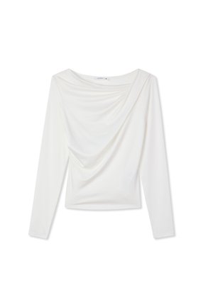 Terranova, T-SHIRT MANICA LUNGA DRAPPEGGIATA A TINTA UNITA - Maglietta a manica lunga - bianco lana