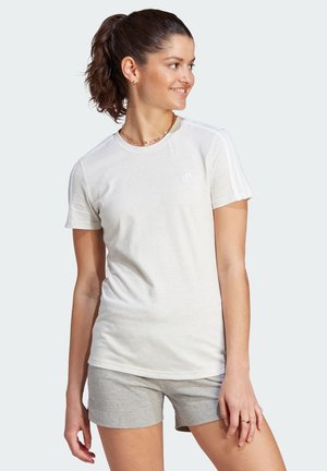adidas Sportswear ESSENTIALS STRIPES - T-Shirt print - off white   white