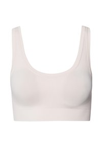 Ljusrosa bralette med breda axelremmar, rund halsringning och sömlös design. Har en stretchig, ribbad band nedtill.
