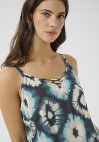 Cream Top - aqua tie dye
