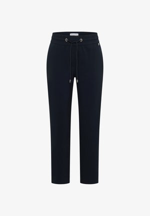 Zwarte taps toelopende casual broek met elastische tailleband en verstelbaar trekkoord, ontworpen voor comfortabel dagelijks gebruik.