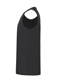 Černý bezrukávový sportovní tank top s kulatým výstřihem, texturovaná látka a aerodynamický design pro pohodlí. Obsahuje decentní logo značky na boku.