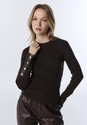 WITH CONTRAST CUFFS - Jersey de punto - brown