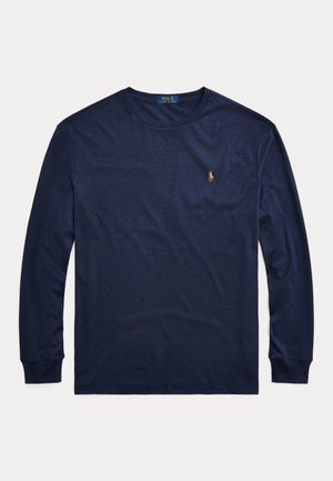 Marineblauw shirt met lange mouwen en ronde hals, met een klein geborduurd Polo Ralph Lauren-logo op de linkerborst.