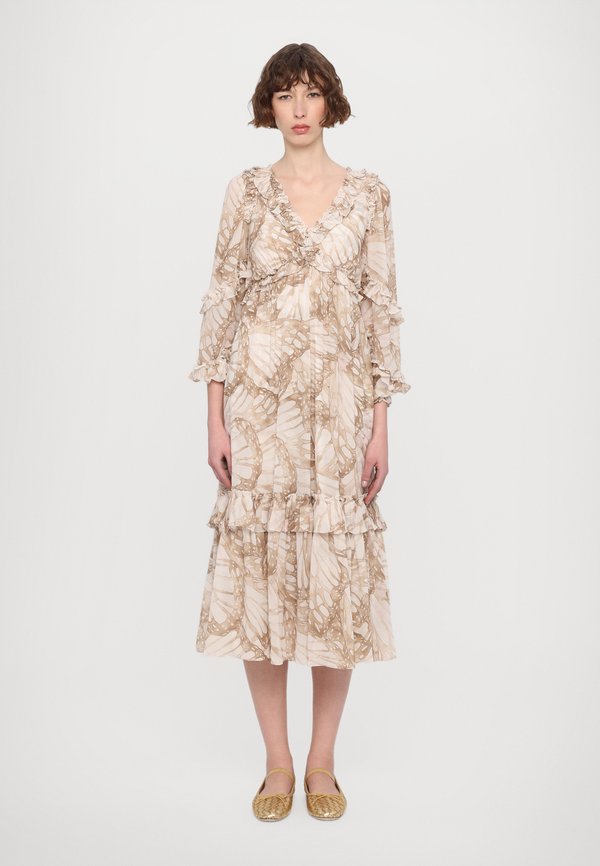 FLUTTER LONG SLEEVE BALLERINA DRESS - Occasion wear - chestnut