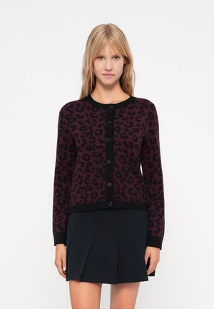 ONLANNY O NECK LEO CARDIGAN - Gilet - black/winetasting