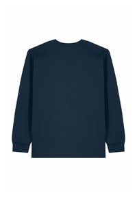 T-shirt manches longues bleu marine en coton doux. Caractérisé par un col rond et une coupe décontractée. Texture lisse avec des poignets côtelés. Sans motifs ni graphiques.