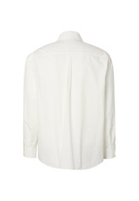 Chemise blanche à manches longues boutonnée vue de dos avec col classique et poignets boutonnés.