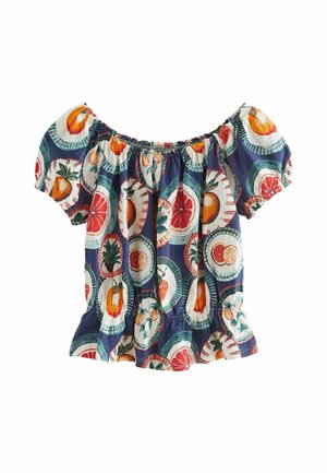 Bluse - blue fruit print