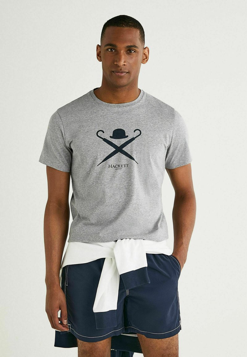 Hackett London LARGE LOGO TEE TShirt print light grey marl