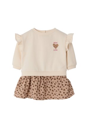 Vertbaudet, VERTBAUDET 2-IN-1 BABY SWEATKLEID MIT MUSSELINROCK, LANGE ÄRMEL - Freizeitkleid - vanille
