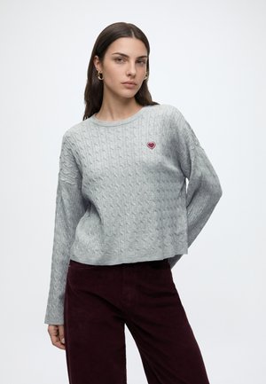 ONLY, ONLIBI CABLE - Strickpullover - light grey melange