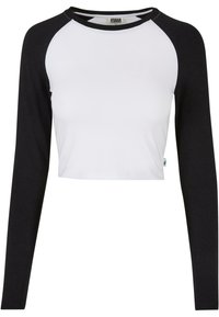 Urban Classics - CROPPED RETRO BASEBALL LONGS - Longsleeve - white black Miniatuurafbeelding 1