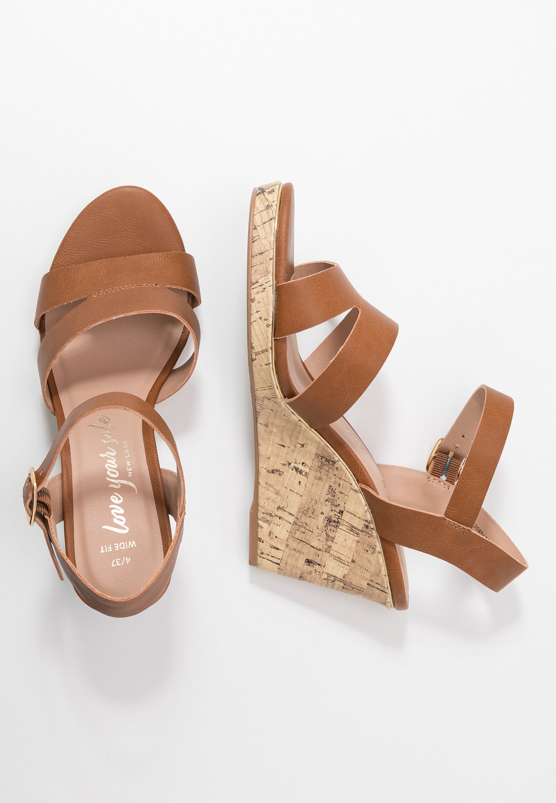 New Look Wide Fit WIDE FIT POSSUM WEDGE - Sandaler med høye hæler - tan New Look Wide Fit WIDE FIT POSSUM WEDGE - Sandaler med høye hæler - tan