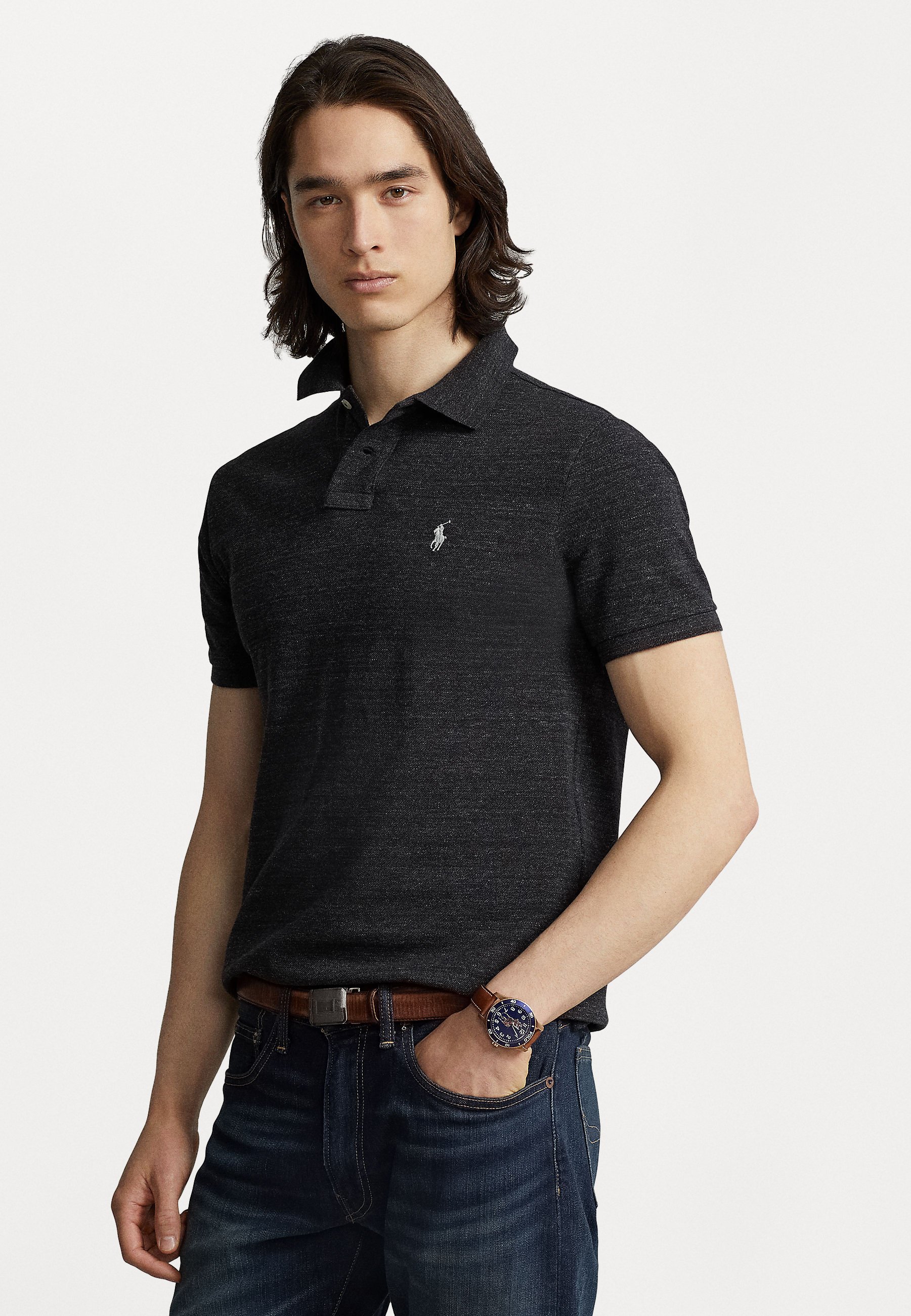 Polo Ralph Lauren SLIM FIT POLO SHIRT Polo black marl heather