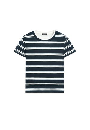 Massimo Dutti, DOUBLE-LAYER STRIPED SHORT SLEEVE T-SHIRT - T-Shirt print - dark blue
