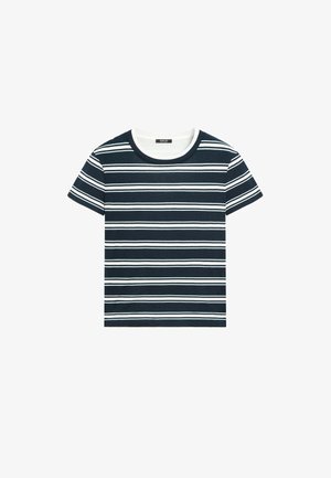 Massimo Dutti, DOUBLE-LAYER STRIPED SHORT SLEEVE T-SHIRT - T-Shirt print - dark blue
