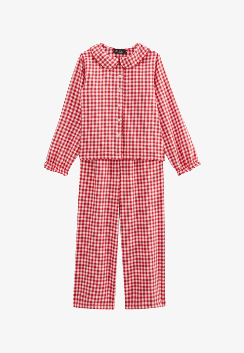 Monoprix MANCHES LONGUES COL CLAUDINE À CARREAUX SET - Pyjama - rouge