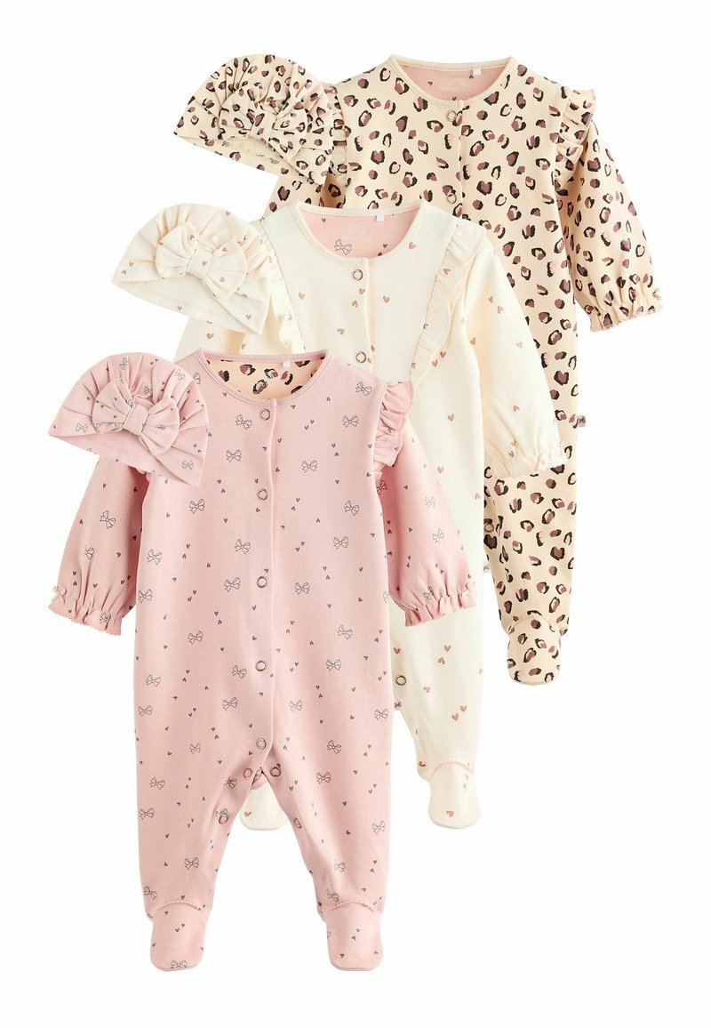 Next 3 PACK WITH MATCHING TURBAN- REGULAR FIT - Strampler - pink