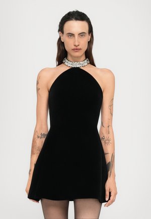 CRYSTAL EMBROIDERY DETAIL HALTERNECK MINI DRESS - Koktajl obleka/za zabavo - black/silver-coloured