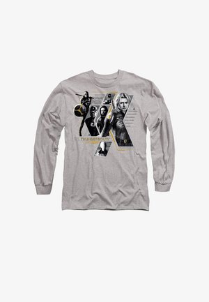Hellgraues Langarmshirt mit Figuren aus dem Film Thunderbolts und großem X-Grafik vorne.