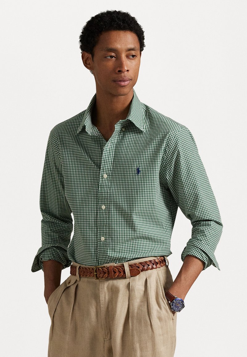 Polo Ralph Lauren CUSTOM FIT GINGHAM STRETCH POPLIN SHIRT - Krekls - new forest white