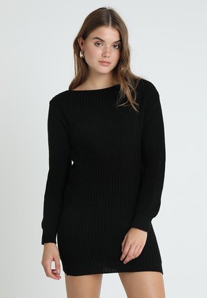 Stickad klänning - black