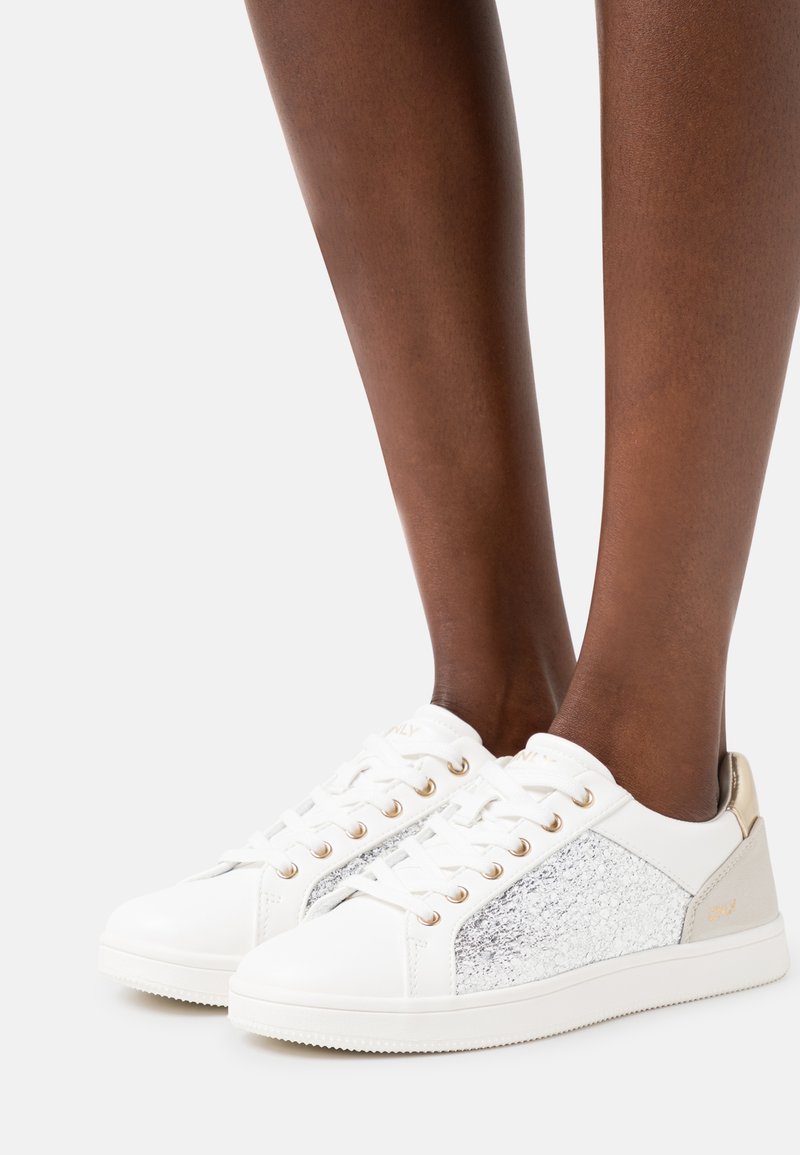 ONLY SHOES ONLSHILO GLITTER - Sapatilhas - white/gold
