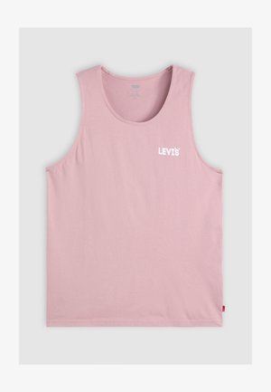 Débardeur rose clair en coton. Présente un col rond, sans manches, et un logo blanc "LEVI's" sur la poitrine gauche. Texture douce.