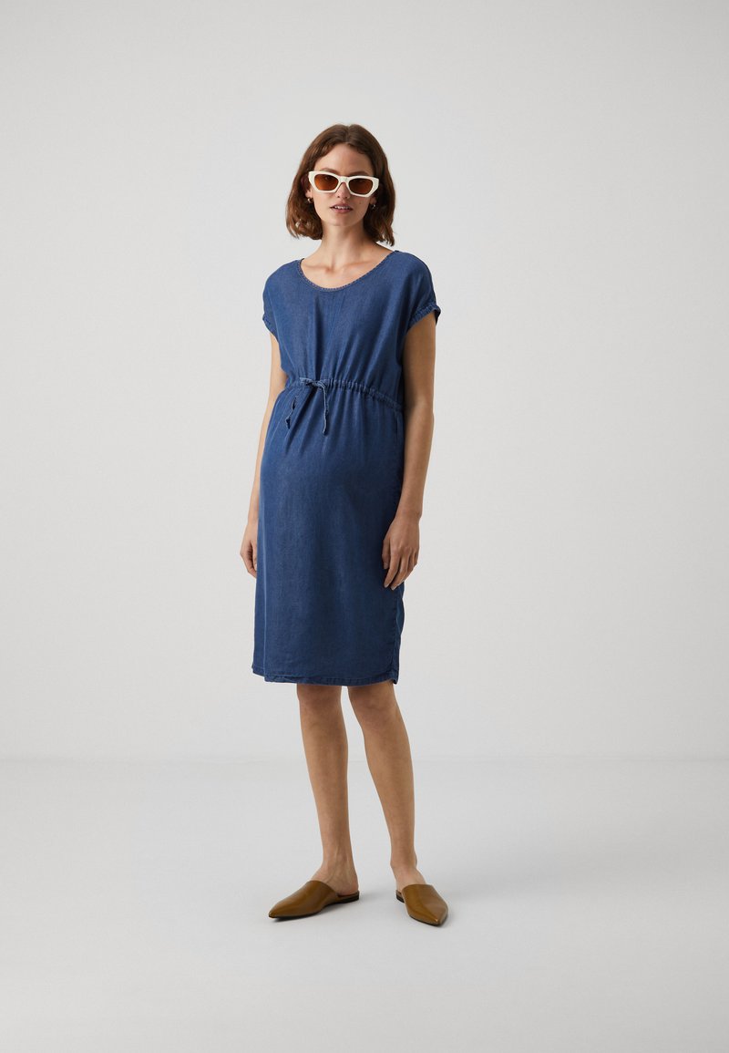 ONLY MATERNITY OLMPEMA MAY DRESS - Denim dress - dark blue denim/dark-blue  denim - Zalando.ie