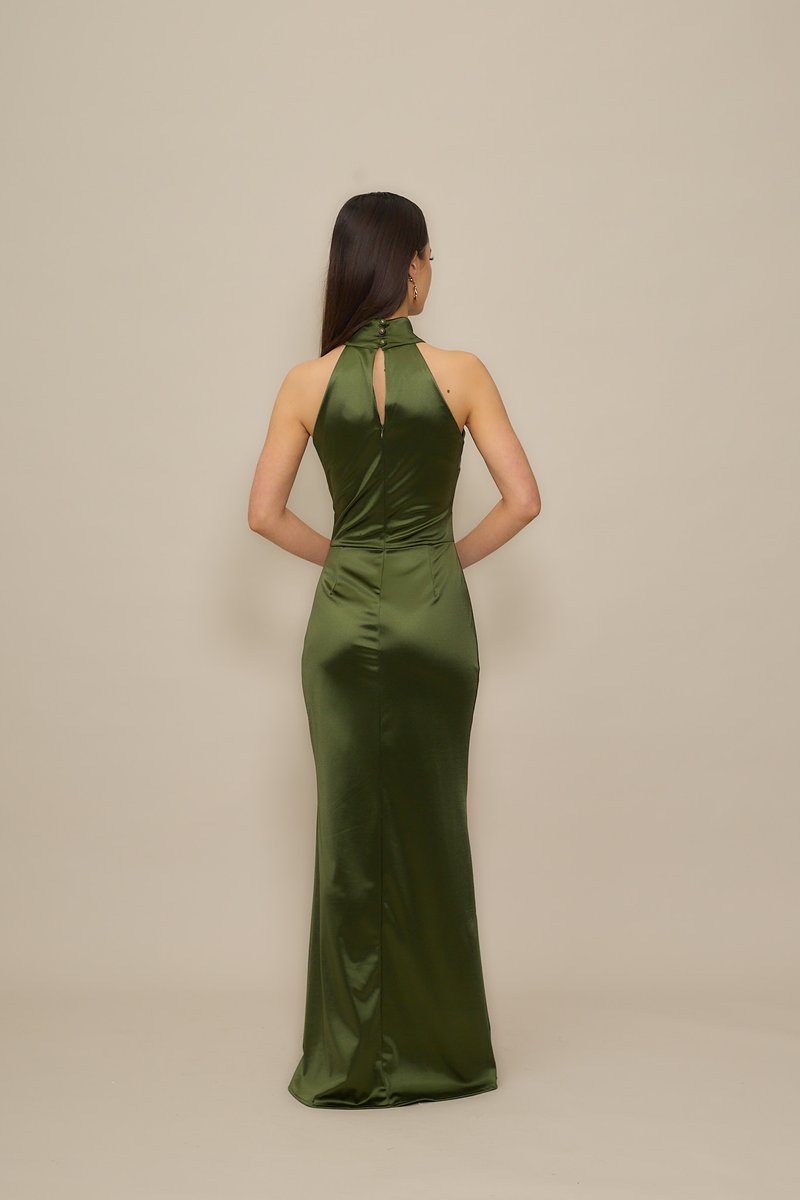 WAL G PETITE ROBBIE HALTER NECK SATIN RUFFLE MAXI - Occasion wear - dark khaki/khaki - Zalando.ie WAL G PETITE ROBBIE HALTER NECK SATIN RUFFLE MAXI - Occasion wear - dark khaki/khaki - Zalando.ie